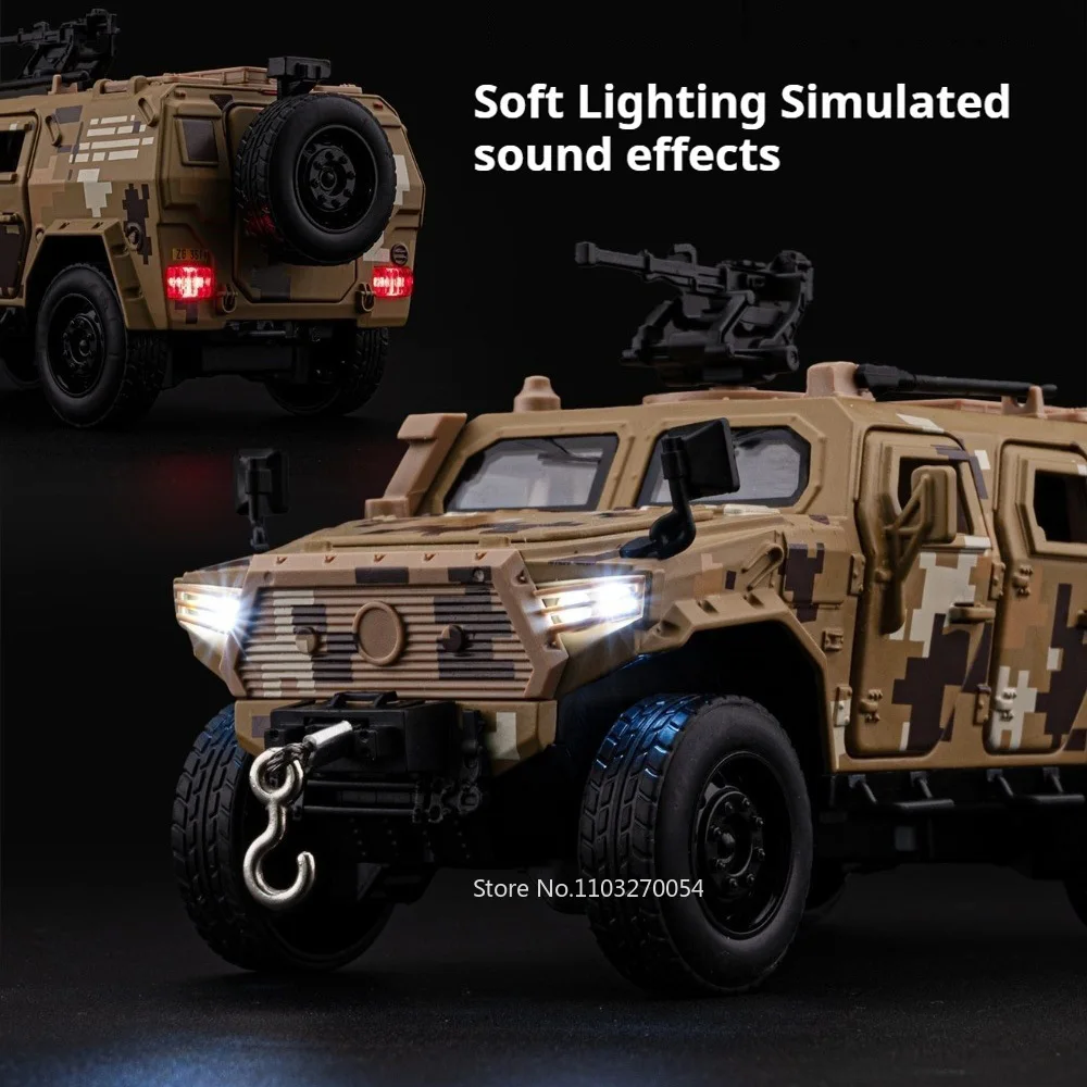 รถโมเดลไดแคสต์โลหะผสมตงเฟิง เมิ่งชิ ซับเบอร์ทูธ รถออฟโรด ของเล่นเด็ก มีเสียง มีไฟ ดึงหลังเดินหน้าได้ ประตูเปิดได้ ของขวัญสำหรับเพื่อน