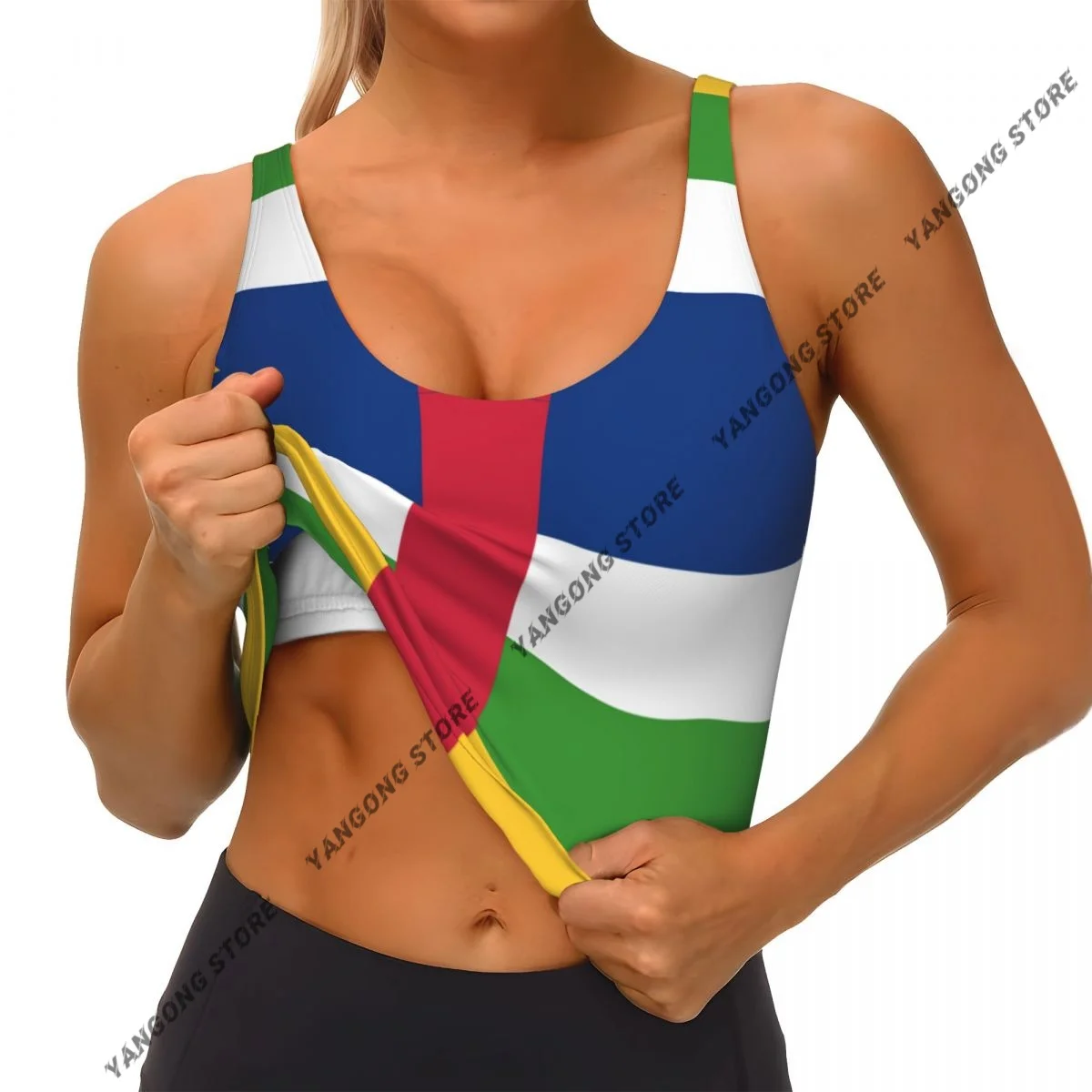 Yoga Vest Women Gym Sports Crop Tops Flag Of The Central African Republic Streetwear Workout Breathable Tank Top Female