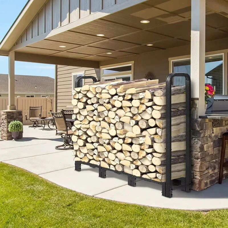 Customized Simple Modern Detachable Wood Storage Rack Log Holder Outdoor Waterproof Portable Steel Heavy Metal Firewood Rack