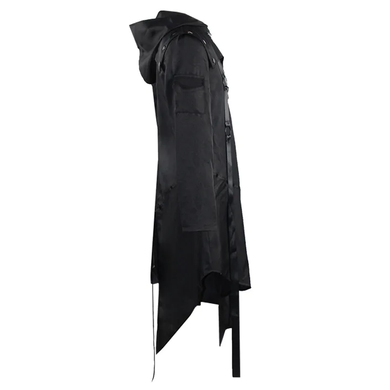 Men Irregular Cosplay Costumes Punk Gothic Steampunk Long Sleeve Hooded  Street Punk Vintage Jackets Irregular Trench Coat New