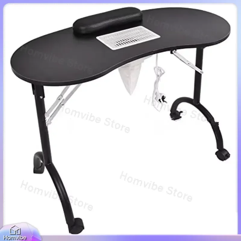Portable Folding Nail Table with Built-in Vacuum Cleaner LED Nail Lamp and Adjustable Height for Manicure Pedicure Salon Home