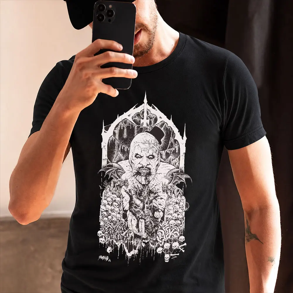 Retro Horror Movie Terrifier Art The Clown Killer Scary Halloween Gift T Shirt 0807 Short Sleeve Graphic clothes All size tops