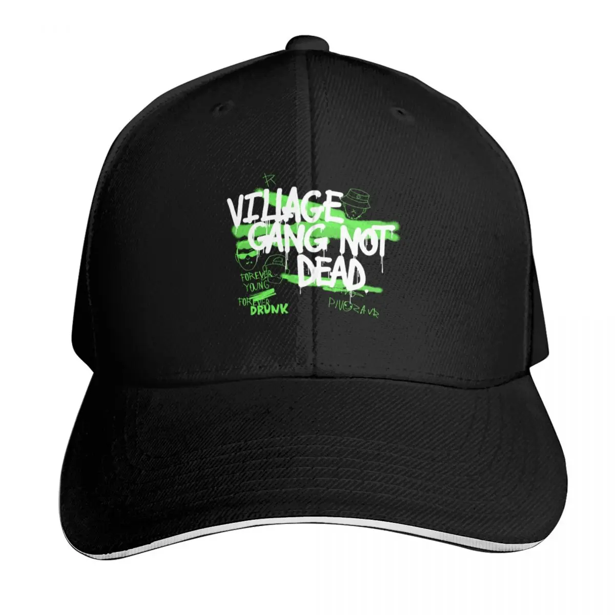 Village Gang (for dark T-shirt) Baseball Cap Contrast Two Tone Brim Snapback Flat Bill Strapback Dad Hat