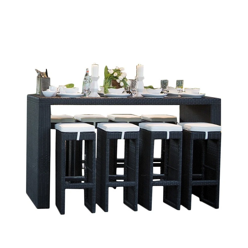 Modern outdoor courtyard villa rattan back chair outdoor outdoor bar restaurant bar high chair bar chair