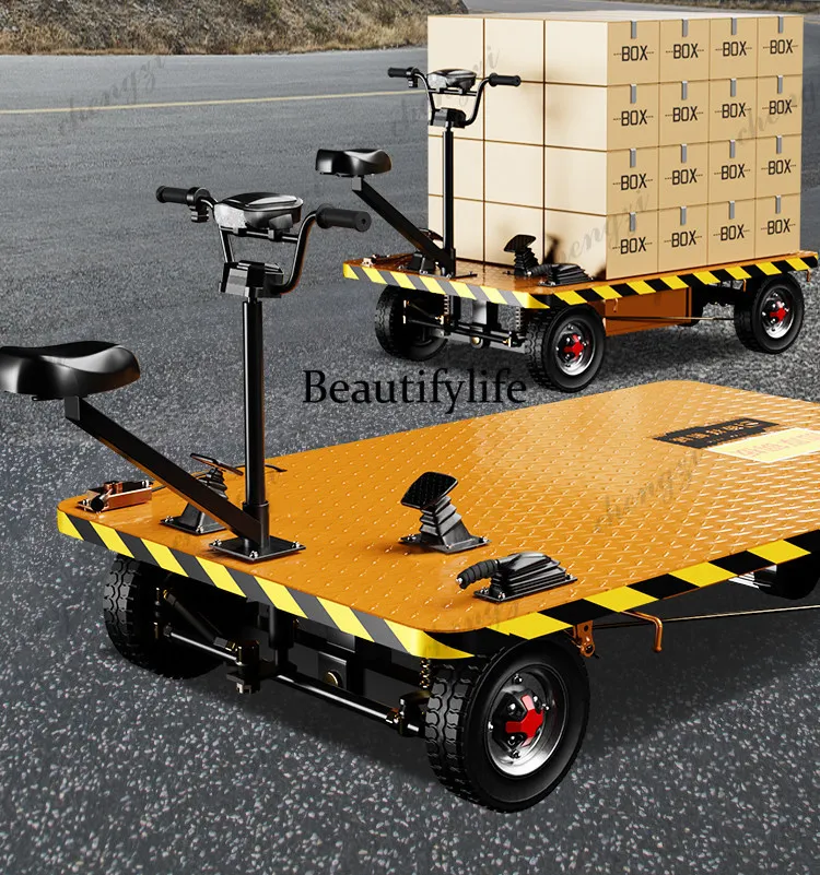 

SS81 front and back riding four-wheeled electric flatbed truck, warehouse pulling cargo trolley, breeding and transportation