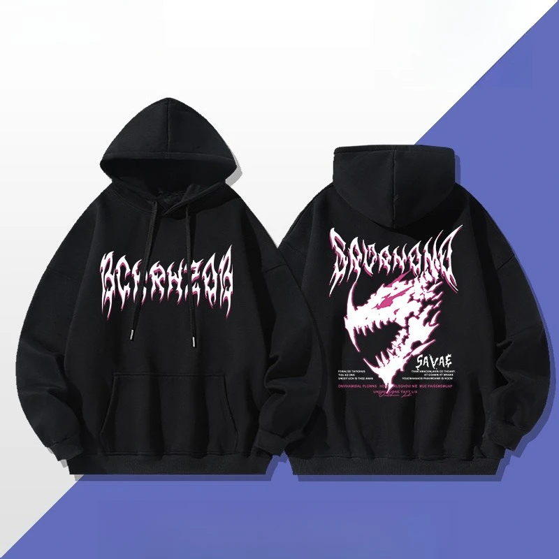 

New High-quality American High-street Thunderbeast Letter-printed Hoodie Autumn and Winter Warm Men's and Women's Long Sleeves