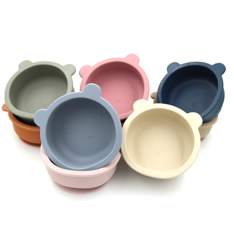 Bear Shaped baby Feeding Bowl Suction Silicone Boy Girl Tableware Cute cartoon 300ml