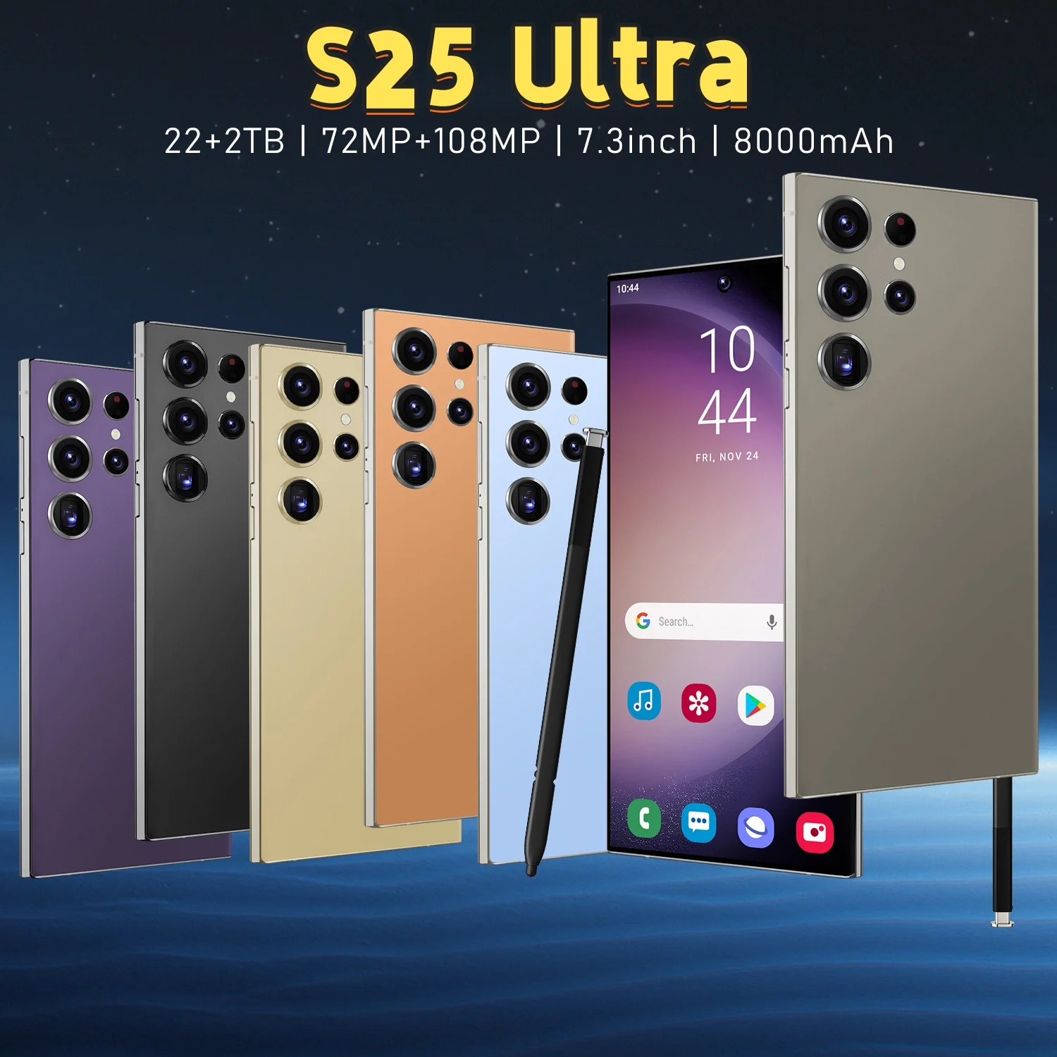 

S25 Ultra original intelligent 5G dual card dual standby 7.3 inch Android 14 system global version 108MP 8000mAh battery