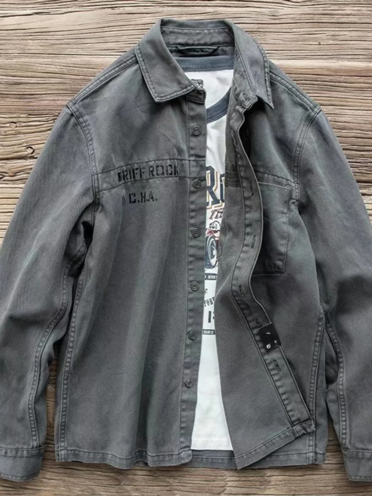 

American Sle Men's Long Sve irt Loose Wear Resistant y Jaet Spring Autumn Workwear Outerwear Youth Faion