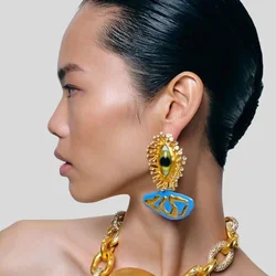 Resin Blue EyesDangle Earrings For Women Baroque Vintage Statement Accessories