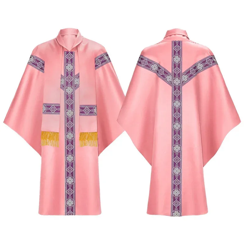 Catholic Priest Chasuble Church Mass Cosplay Vestment Robe Chasuble Priest Vintage Baggy Robe Gown Cape Medieval Cosplay