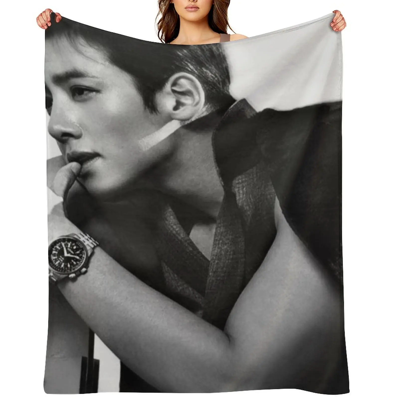 

Ji Chang wook -  Throw Blanket Single Plaid on the sofa for babies Soft Plush Plaid Blankets