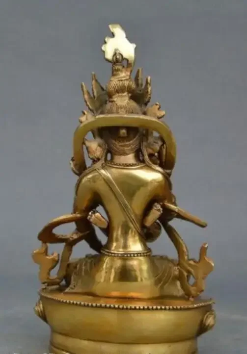 Old Tibetan Buddhism Brass Vajra Mandkesvara Yab-Yum Buddhas Happy Buddha Statue