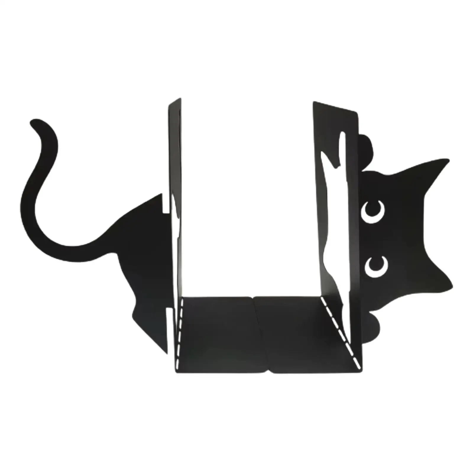 Imagem -03 - Gato Preto Bookends Decorativos Decoração Estatueta Elegante Metal Book Holder Desktop Living Room Prateleiras Quarto das Crianças Escritório