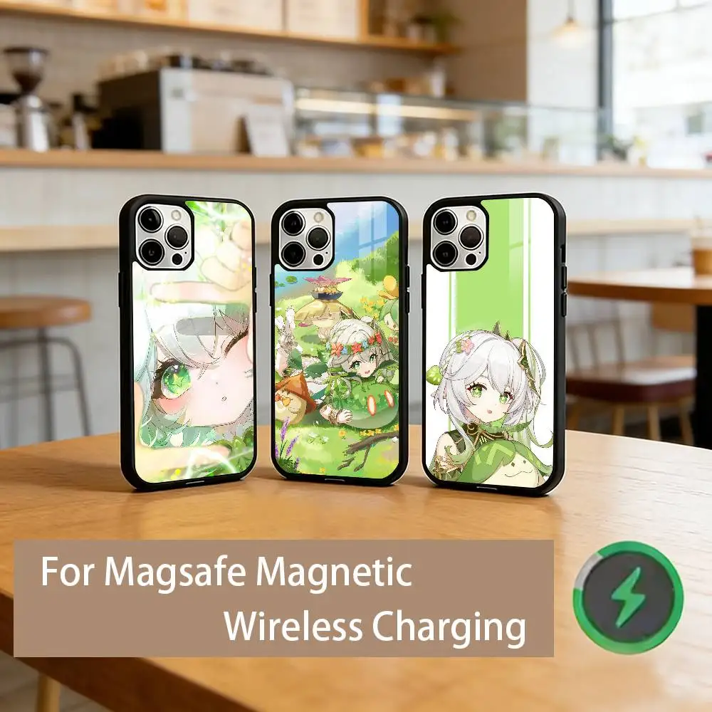 

N-Nahida Genshin Phone Case For iPhone17,16,15,14,13,12,11 Plus,Pro Magnetic with Magsafe Wireless Charging