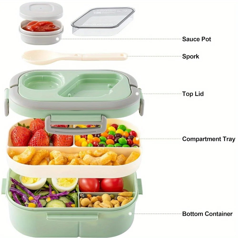 Bento Lunch Box Salad Container Large Capacity Salad Bowl Built In Reusable Fork Insulated  Leak Proof Lunch Box for Home Picnic