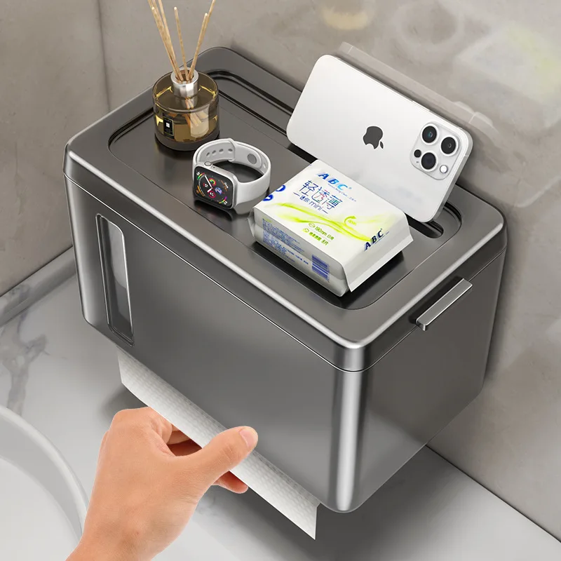 Bathroom Accessories Paper Towel Dispenser Wall Tissue Dispenser Paper Towel Holder Punch Free Towel Dispenser for Toilet