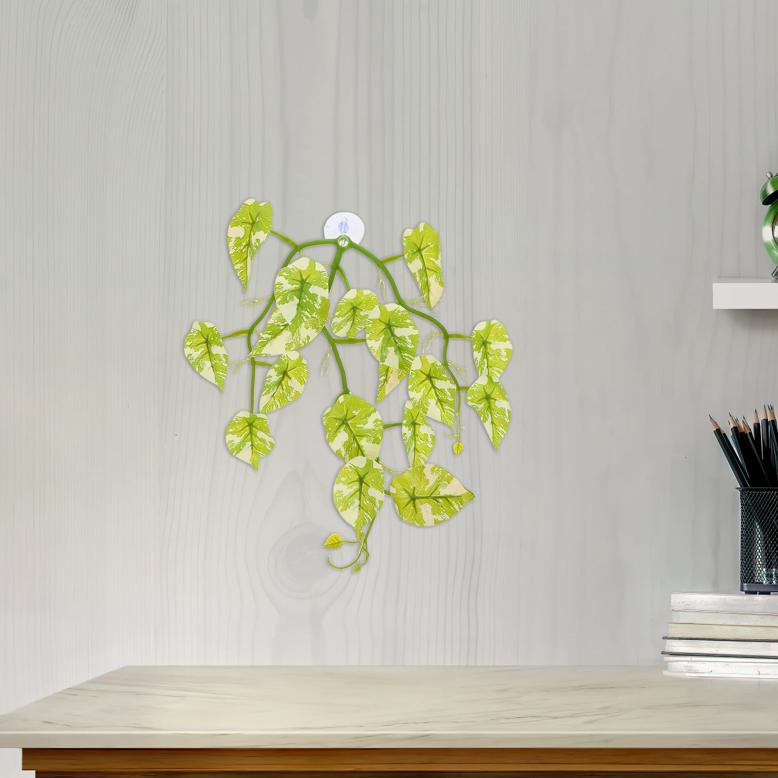 

Artificial Terrarium Plants for Tank Decor Lifelike ABS Reptile Vines Hanging Fake Climbing Leaves Cups Reptile