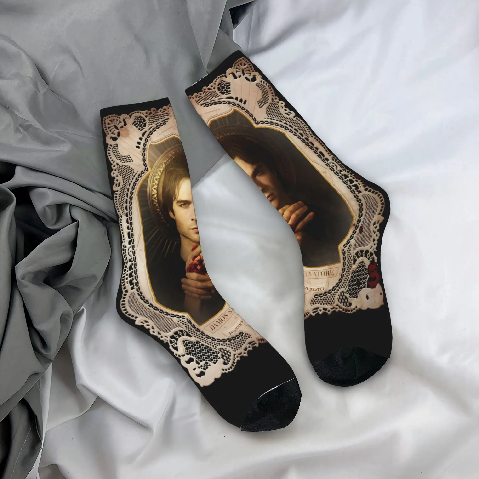 

Дневники вампира Дэймон Сальваторе, винтажные носки, зимние нескользящие носки, мягкие дышащие носки для скейтборда для пары