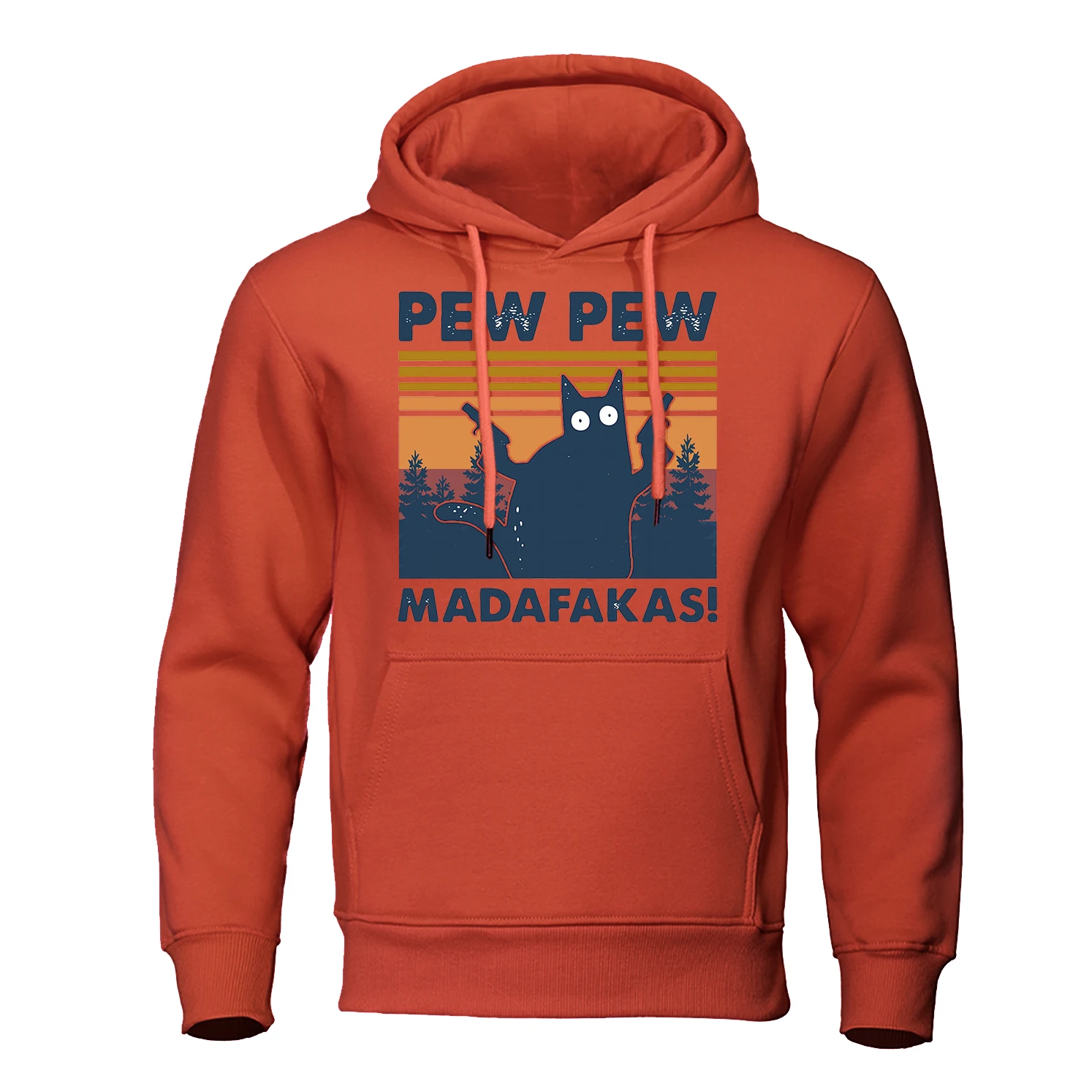 Pew Pew Madafakas A Cat With Two Guns Print Hoodies Men Fashion Style Hoody Loose Fleece Clothing Oversize Pullover Sweatshirt