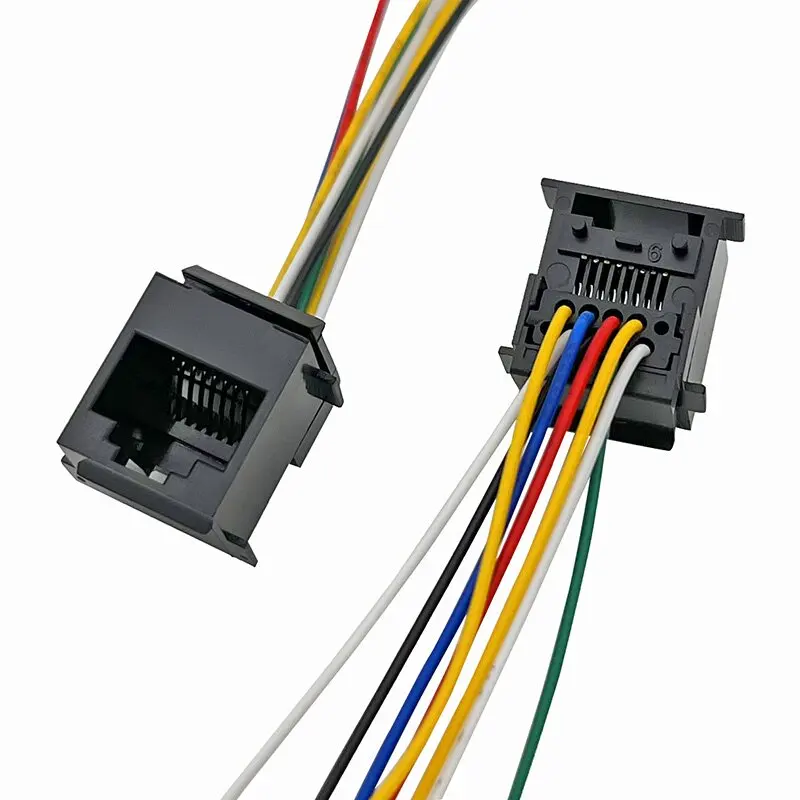 

20PCS 648K cable socket RJ45 split 648k network cable crystal connector Female connector with 8-core cable L=200MM