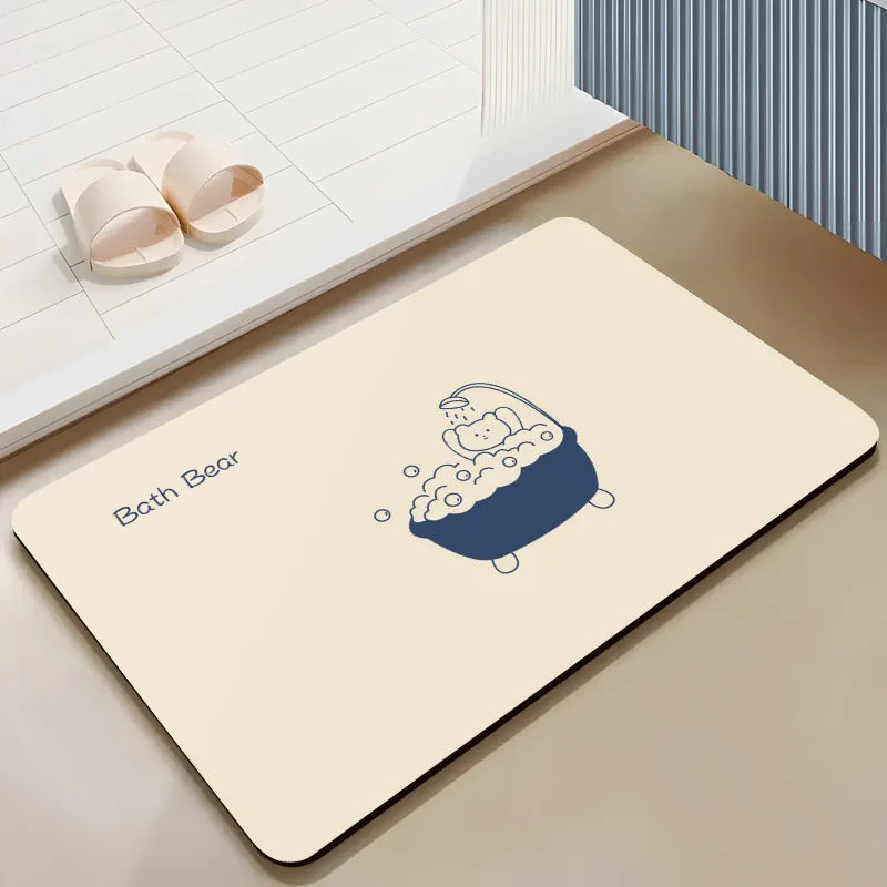 VIKAMA Diatomite Bathroom Mat Fresh Simple Painting Style Design Kitchen Bathroom Entrance Quick Drying Non-slip Carpet