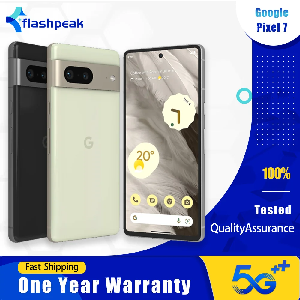 Original Google Pixel 7 5G teléfono móvil NFC 8GB + 128GB 90Hz AMOLED 6,3 "50MP + 12MP + 10,8MP Tensor-G2 octa-core Android SmartPhone