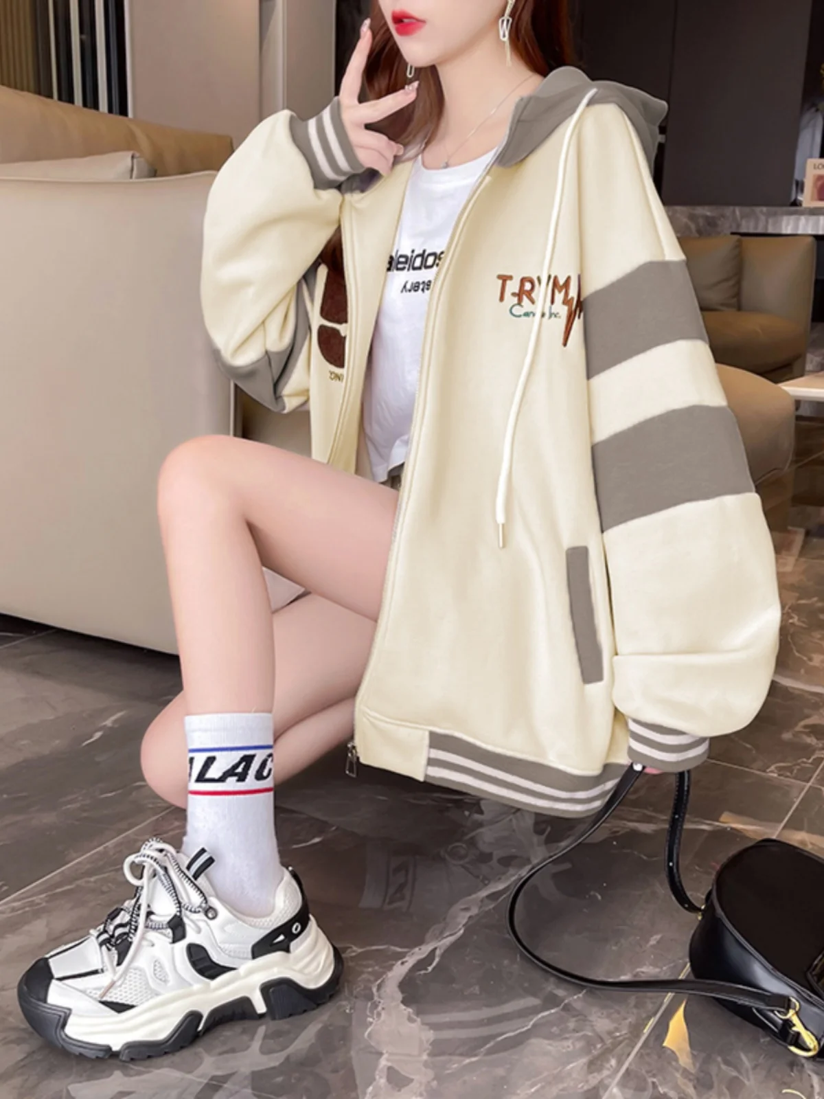 

Бейсбольные куртки, японские женские тренировочные куртки для тренажерного зала, регулируемая бейсбольная форма для бойфренда, впитывающая влагу, на молнии, с зубцами, с заниженными плечами, в стиле ретро