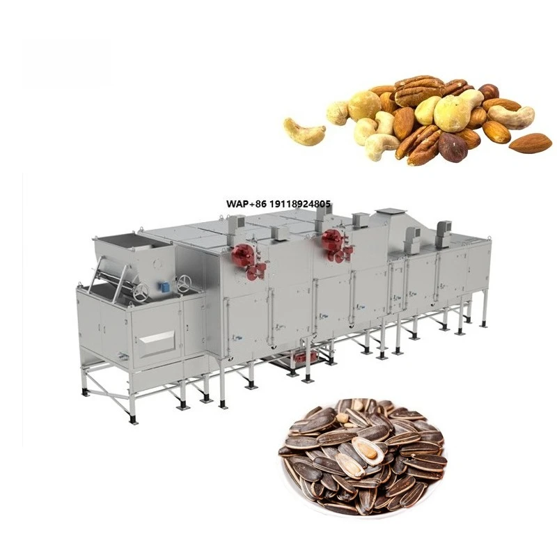 Máquina automática para tostar y pelar semillas de girasol, máquina tostadora y trituradora de almendras, y máquina para salar semillas de girasol