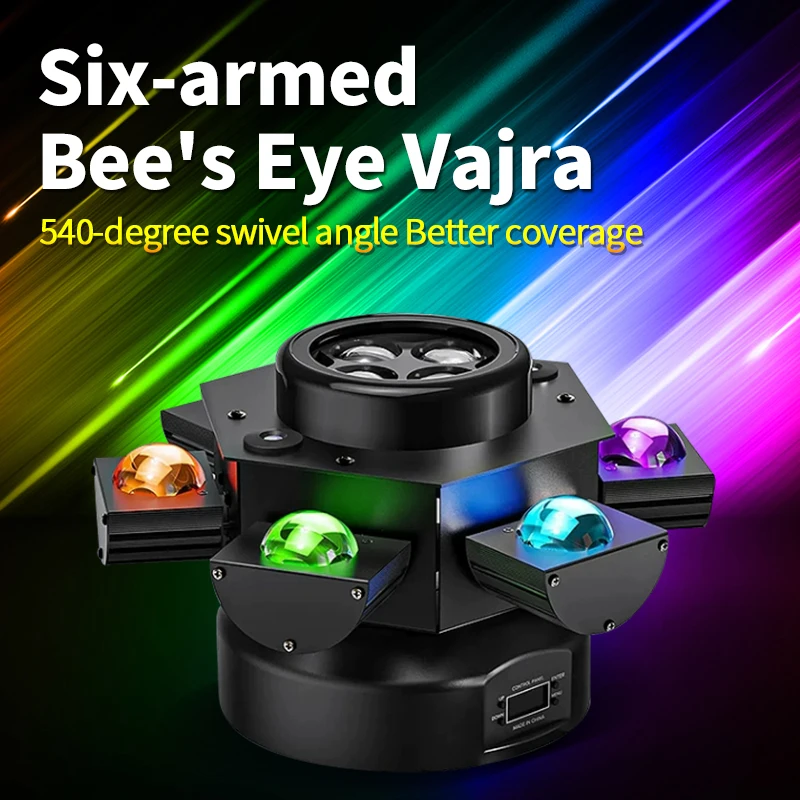 

6 Heads 6 Eyes Beam Lights Moving Head Light Effects DMX Stage Lighting for DJ Disco Music Dance Party with RGBW 4in1