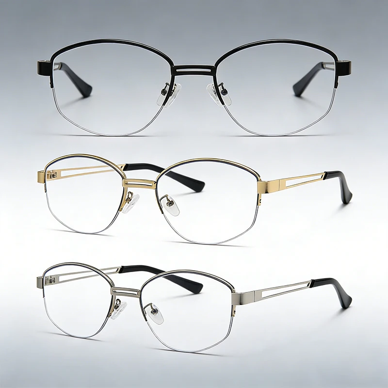 3 Pairs Per Set Designer Fashion Half Frames Oval Anti-blue Light Glasses Trendy Women Outdoor Photography Accessory Eyewear