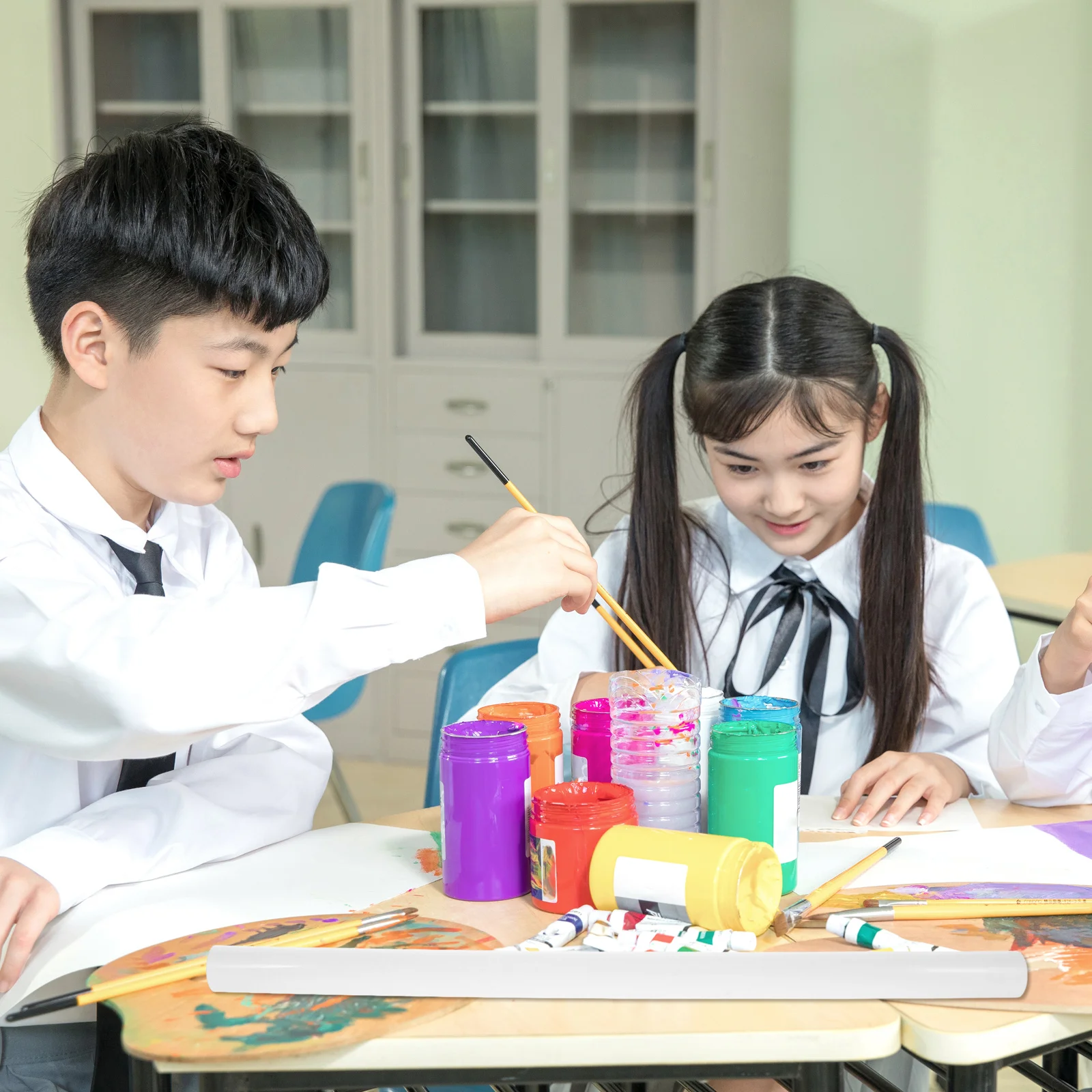 3 قطعة أنبوب حماية الفن الزخرفي الأبيض البلاستيكية حاوية الشحن البريدية لملصق مخطط خريطة تخزين لفة الناقل #4