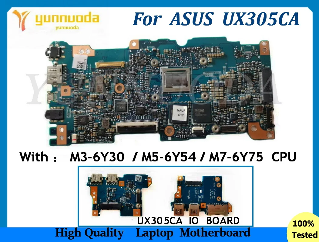 

UX305CA For ASUS UZenbook UX305C UX305CAK Laptop Motherboard With M3-6Y30 M5-6Y54 M7-6Y75 CPU 4G 8G RAM USB IO board 100% tested