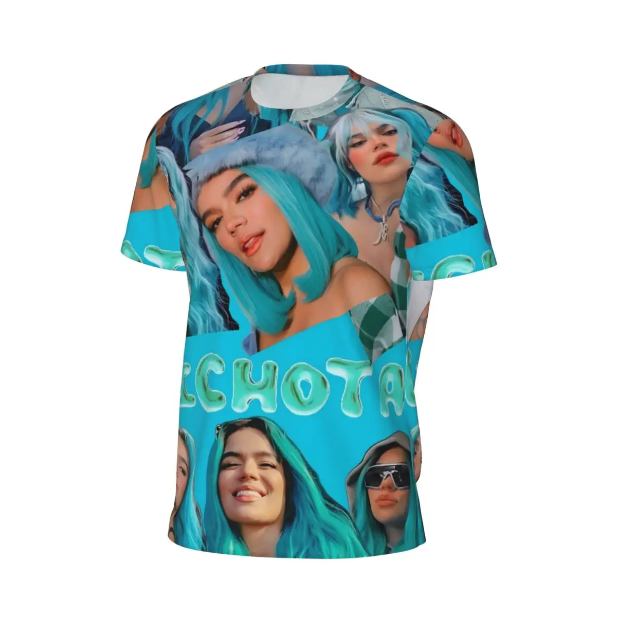K-Karol G Bichota Blue Hair Collage Running T-Shirt Harajuku T-Shirts Men Awesome Tee Shirt Summer Short Sleeves Custom Tees