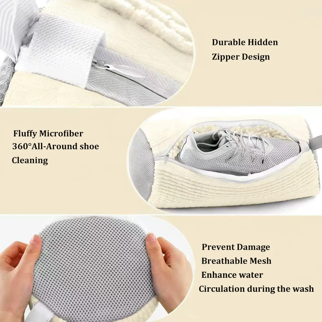Spezieller Schuhwaschbeutel für Waschmaschine und Trockner. Langlebiger Wäschebeutel für alle Schuhgrößen und Arten, Schuhwaschmaschinentasche – Detail 4