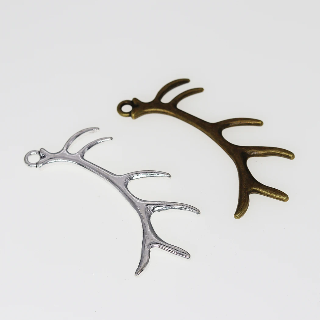 5PCS Antlers Charms Antique Sliver Plated Antique Bronze Color Charm Pendant For Bracelet Jewelry Findings