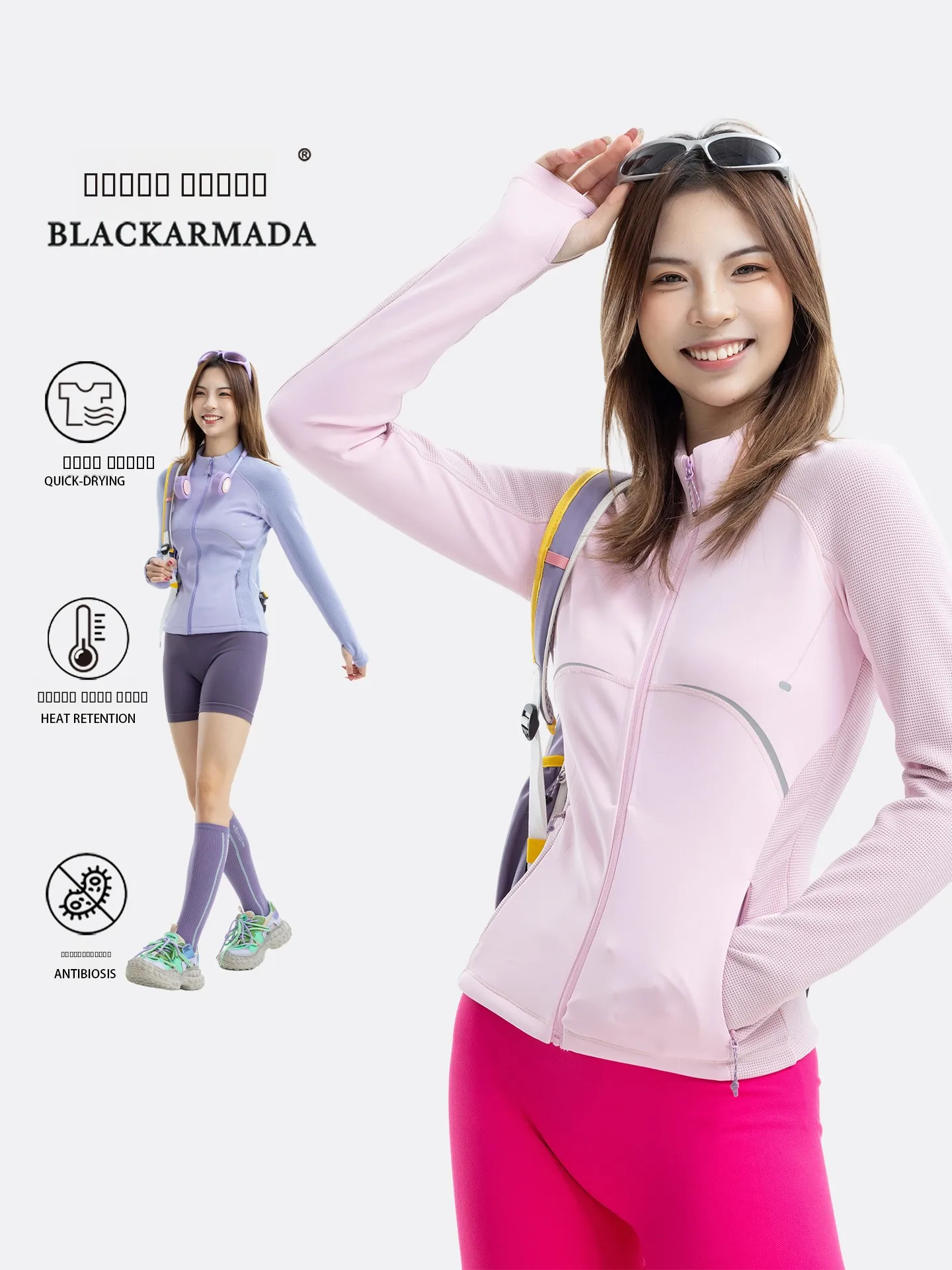 

Fitn Sports Outdoor Long Sve Zipper Slimming Jaet Qui Dry Moisture ng Stand Collar Women's T-irt LM9902