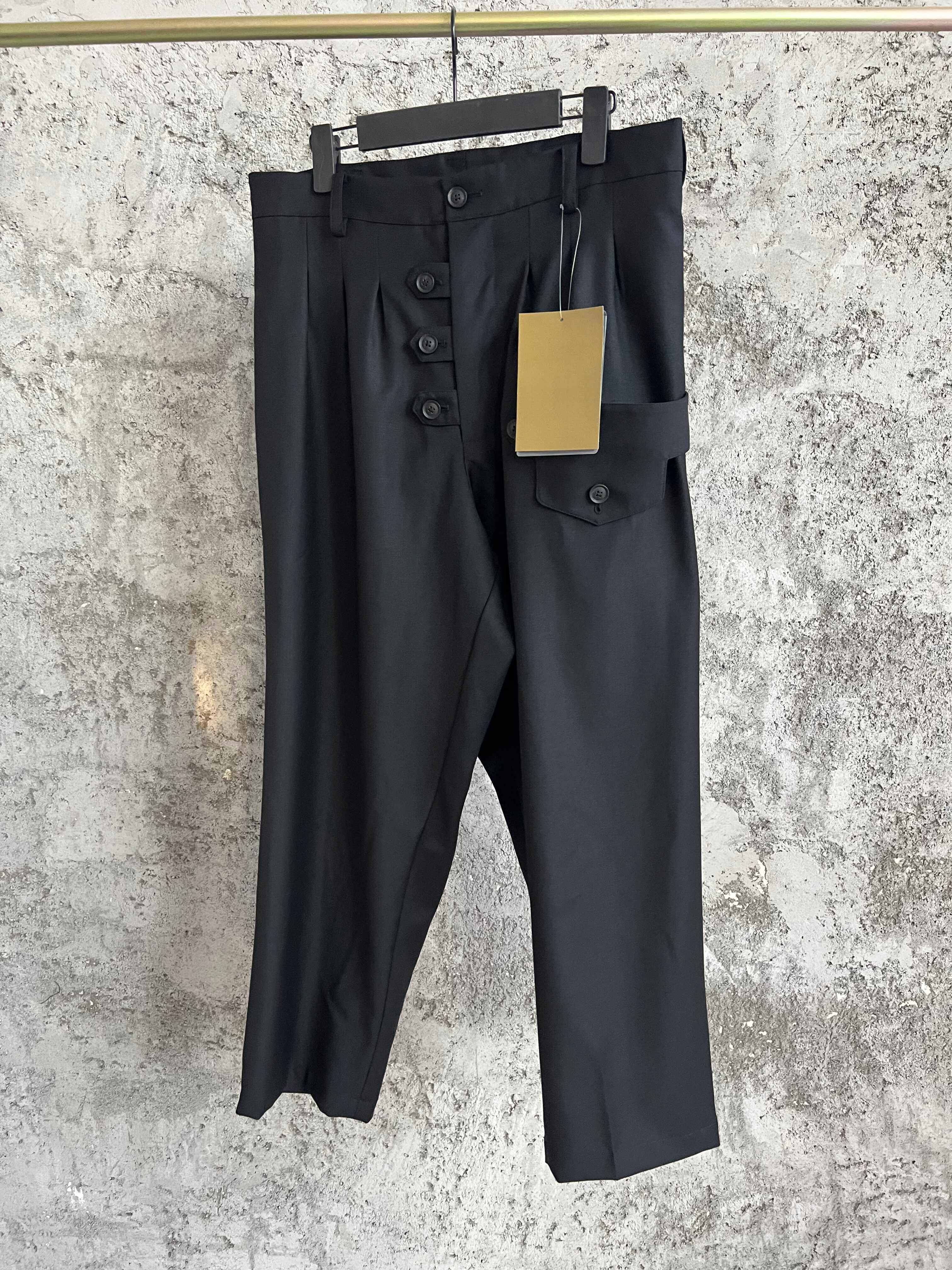 

TOP-YAMAMOTO straight-leg pants with black side stitching design, a niche long pocket letter-shaped casual pants for men