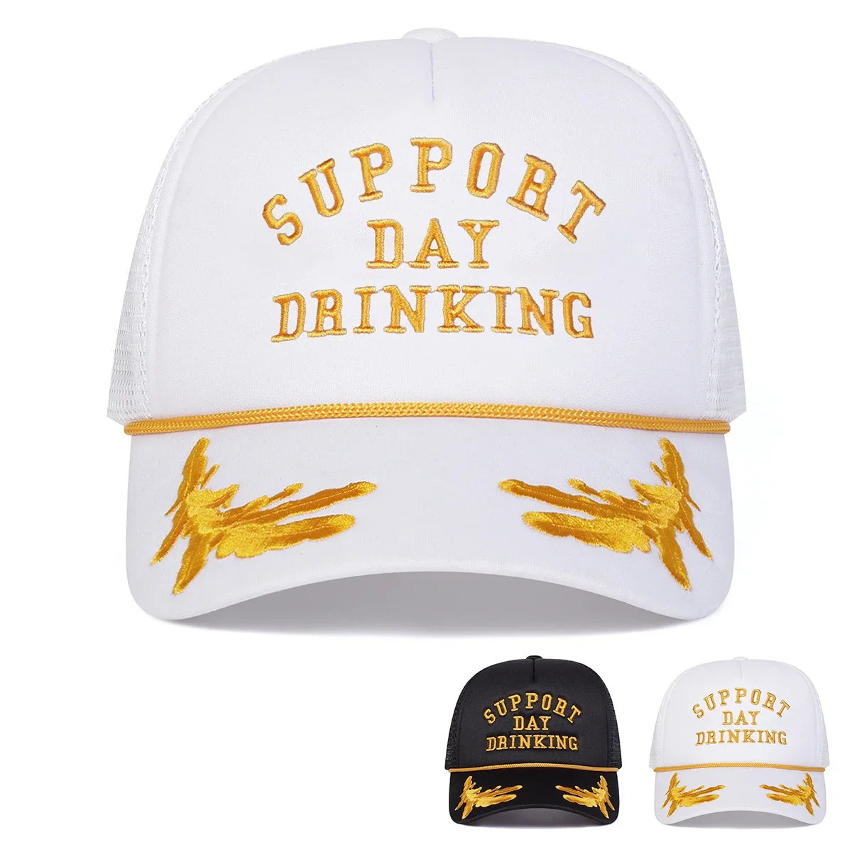 Unisex DRINKING Letter Embroidery Baseball Net Caps Spring Summer Outdoor Sunscreen Hat Adjustable Casual Trucker Hats