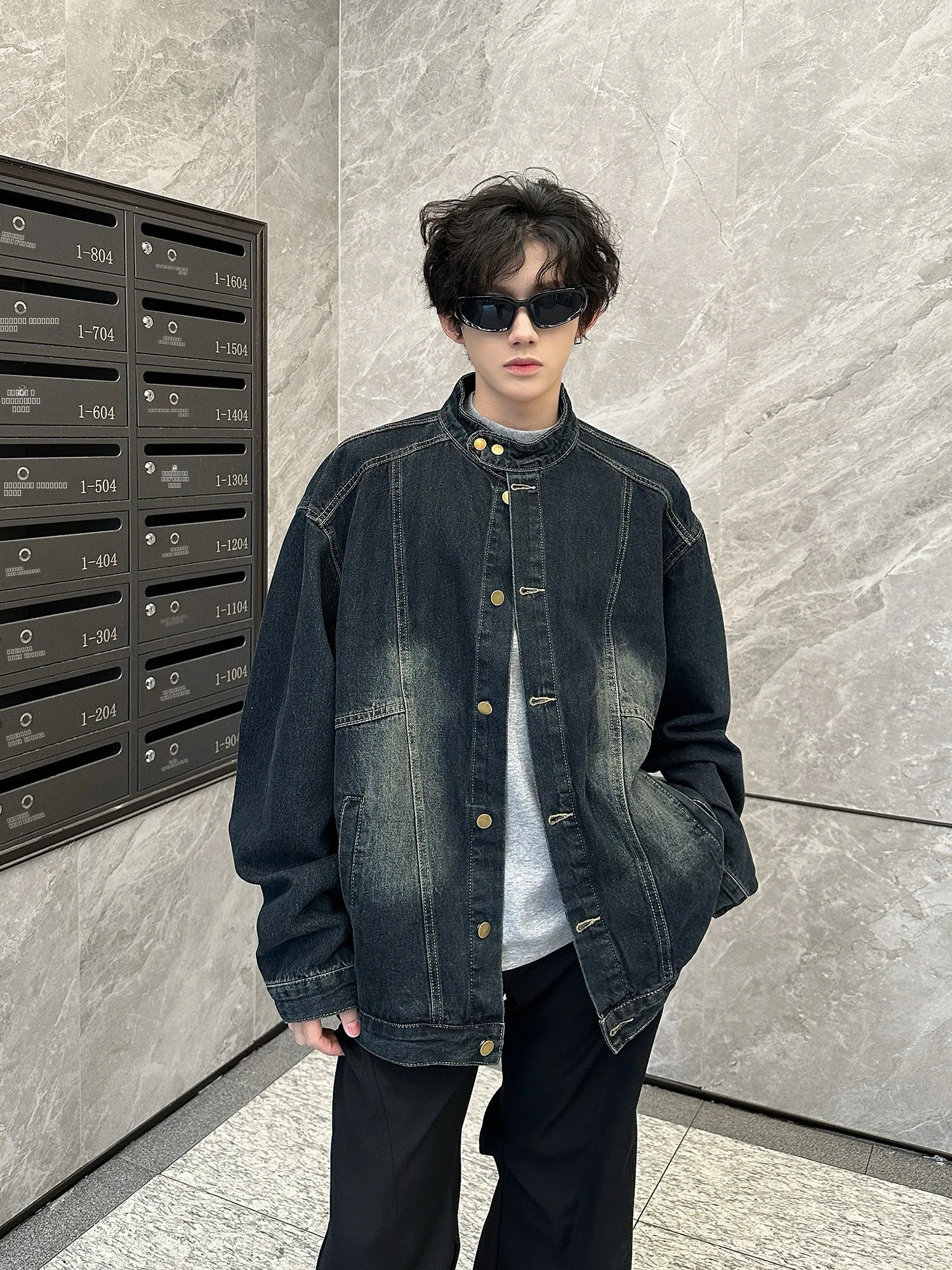 

Мужская осенняя куртка из денима в стиле ретро, свободного кроя, двухцветная, верхняя одежда, длинный рукав, полиэстер, хлопок, переработанное волокно, эластичная...