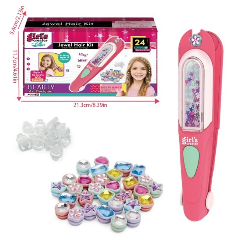 Set gioielli creativi con gemme per capelli per bambini, gemme scintillanti, giocattolo artigianale per genitori e figli,