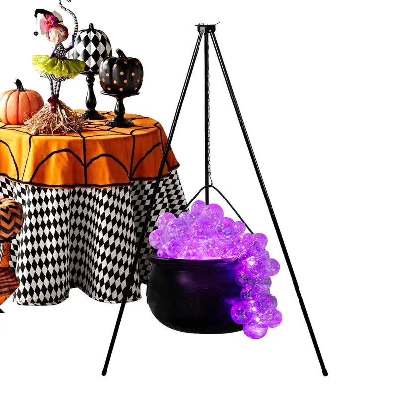 Large Witches Cauldron on Tripod  Candy Bucket Party Decoration for Home Porch Yard Sturdy   Portable Scary Decorative Bowls