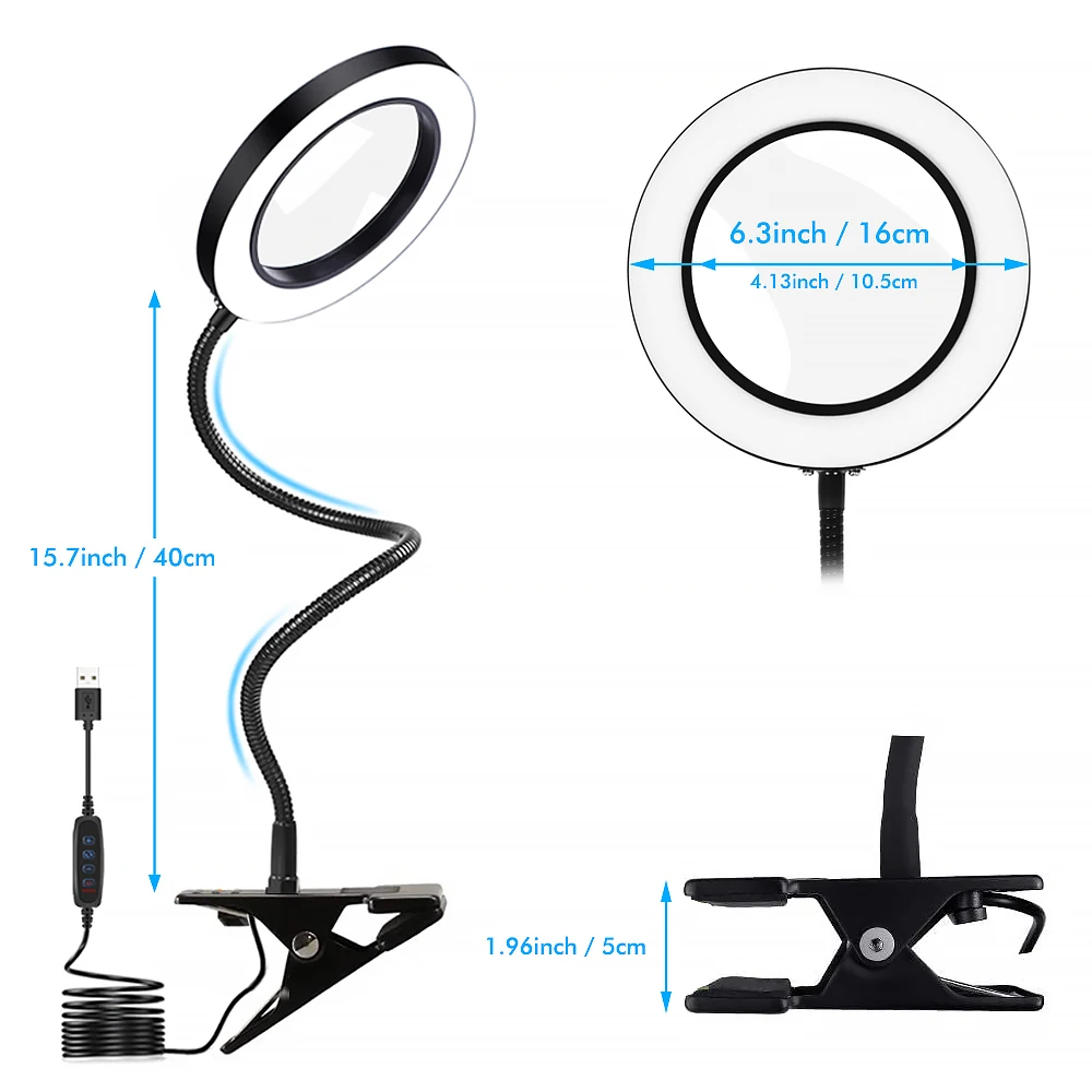 Toolour 5-кратная лупа с подсветкой, гибкая настольная лампа со светодиодной подсветкой на гибкой стойке, 3 цветовых режима, лупа с бесступенчатой регулировкой яркости