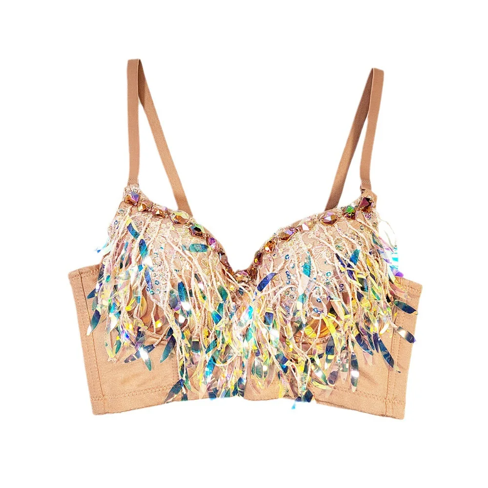 

Корсет для ночного клуба, сексуальные топы на бретелях, бюстгальтер с блестящими бриллиантами и стразами Y2k, топ, рубашки для женщин, одежда, модная одежда, милая вечеринка