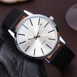 New Simple Fashion Men Watches Top Brand Luxury Brown Leather Band Quartz Wristwatch Casual Men's Watch Wrist Clock Reloj Hombre