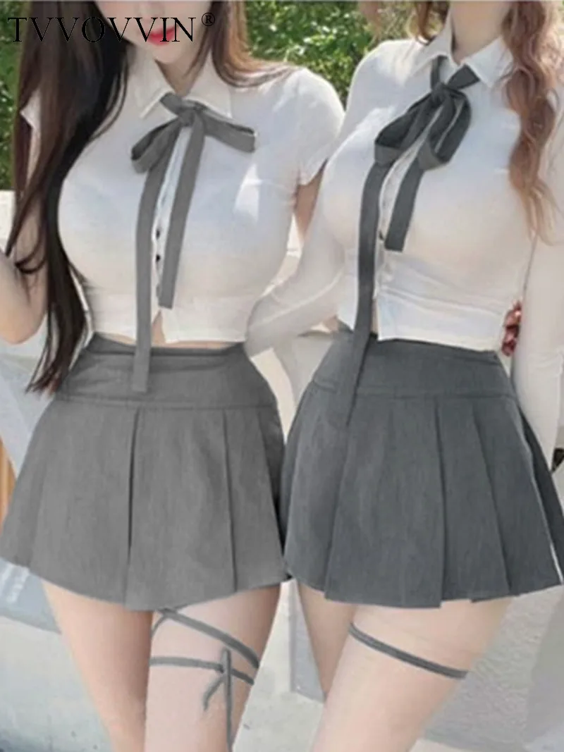 

WOMENGAGA Korea Style Sexy Slim High Waist Strap A-line Half Length Skirt Fashion Women Skorts JK Sweet 2023 New OW3W