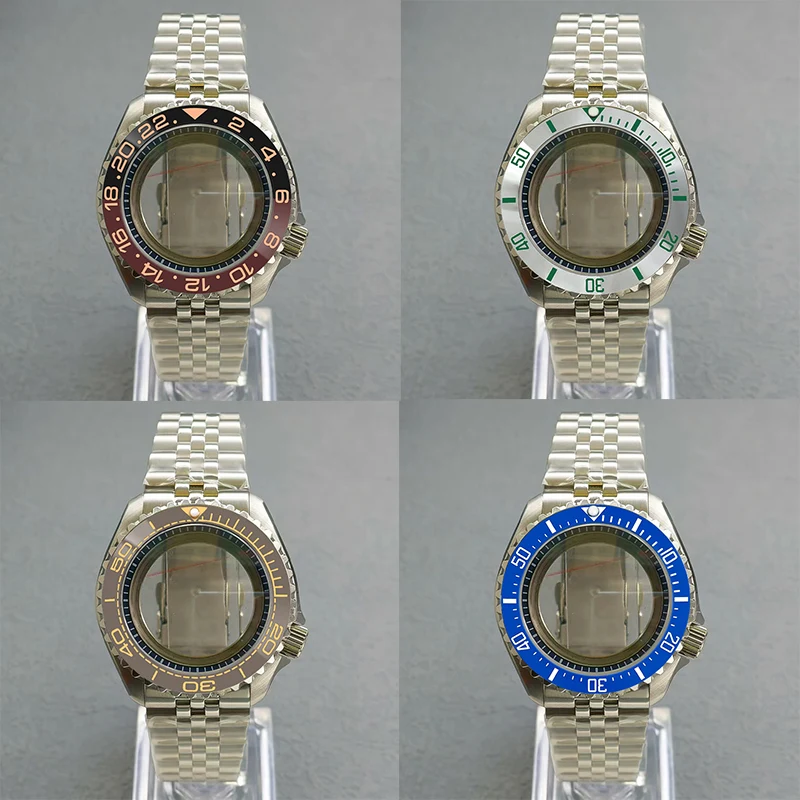 

NH35 Cases 42mm SKX007 Cases Dome Double Sapphire Glass Fits NH35 NH36 4R 7S26 Movement 28.5mm Dial Case With Steel Watch Strap