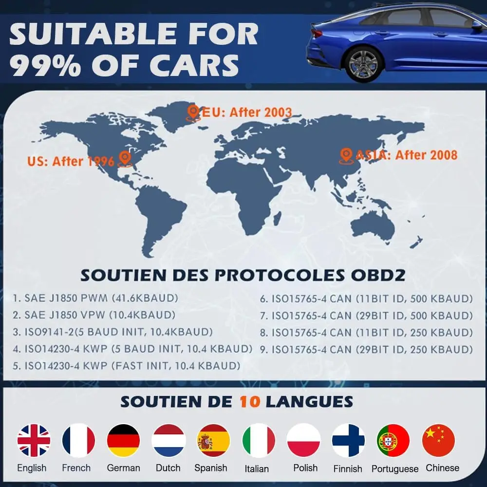 OBD2-scannertool met Bluetooth voor lichtcodelezer van automotor