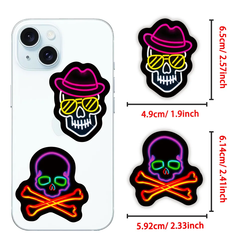 

10/30/50PCS Cartoon Super Cool Neon Skull Sticker DIY Decoration Waterproof Skateboard Notebook Graffiti Toy
