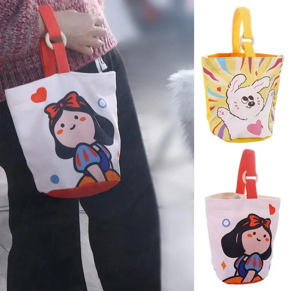 Sweet Cartoon Canvas Bucket Bag Large Capacity Girl Cartoon Mummy Bag Shoulder Bag Mummy Bag Canvas Shoulder Bag Outdoor